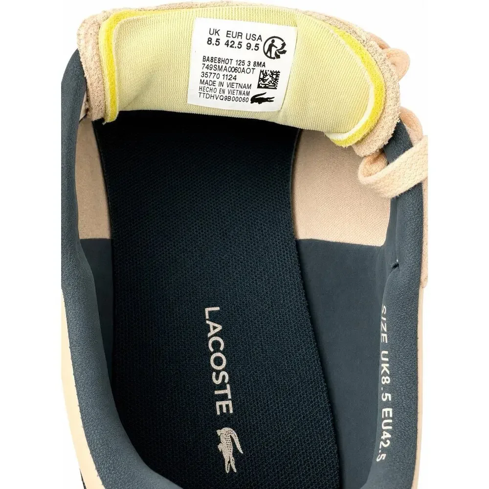 Lacoste Baseshot 125 3 SMA Men’s 9.5 Beige Suede Sneakers Gum Sole 749SMA0060AOT
